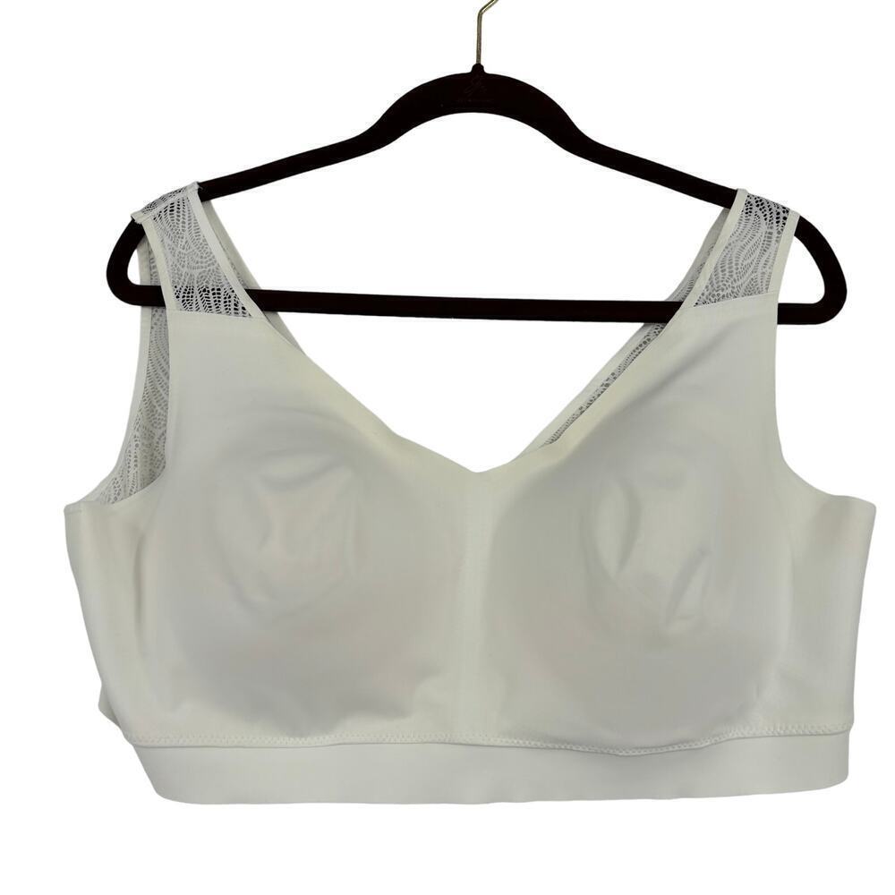 Breezies Lightly Padded Comfort Bra Lace Back Seamless No Wire White Size 2X